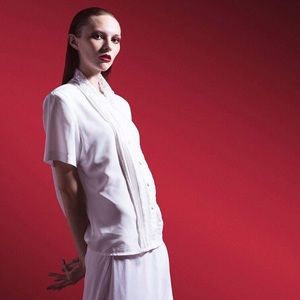 White button up blouse